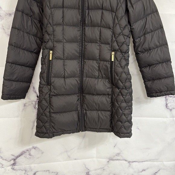 Michael Kors Quilted Packable Down Jacket Black Hooded Puffer Women’s Small - Picture 10 of 11